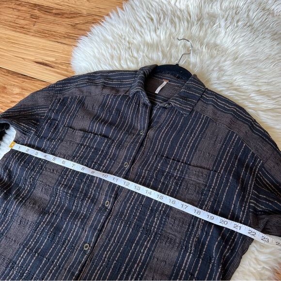 Free People Striped Button Up Tunic Black Brown XS - Picture 10 of 10